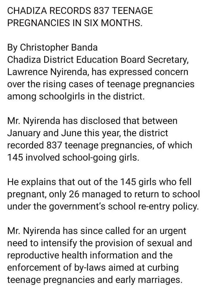 Confronting the teenage pregnancy crisis in Chadiza